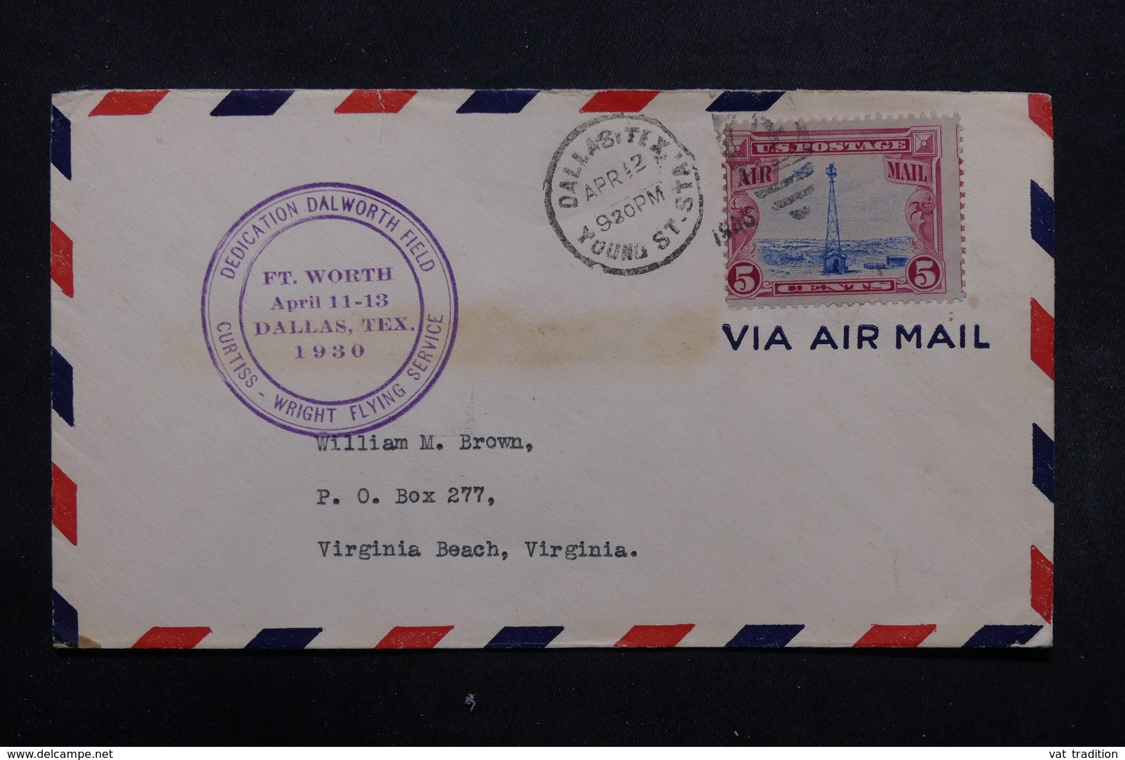 ETATS UNIS - Enveloppe Par Avion De Dallas En 1930 , Voir Cachet - L 31995 - 1c. 1918-1940 Lettres