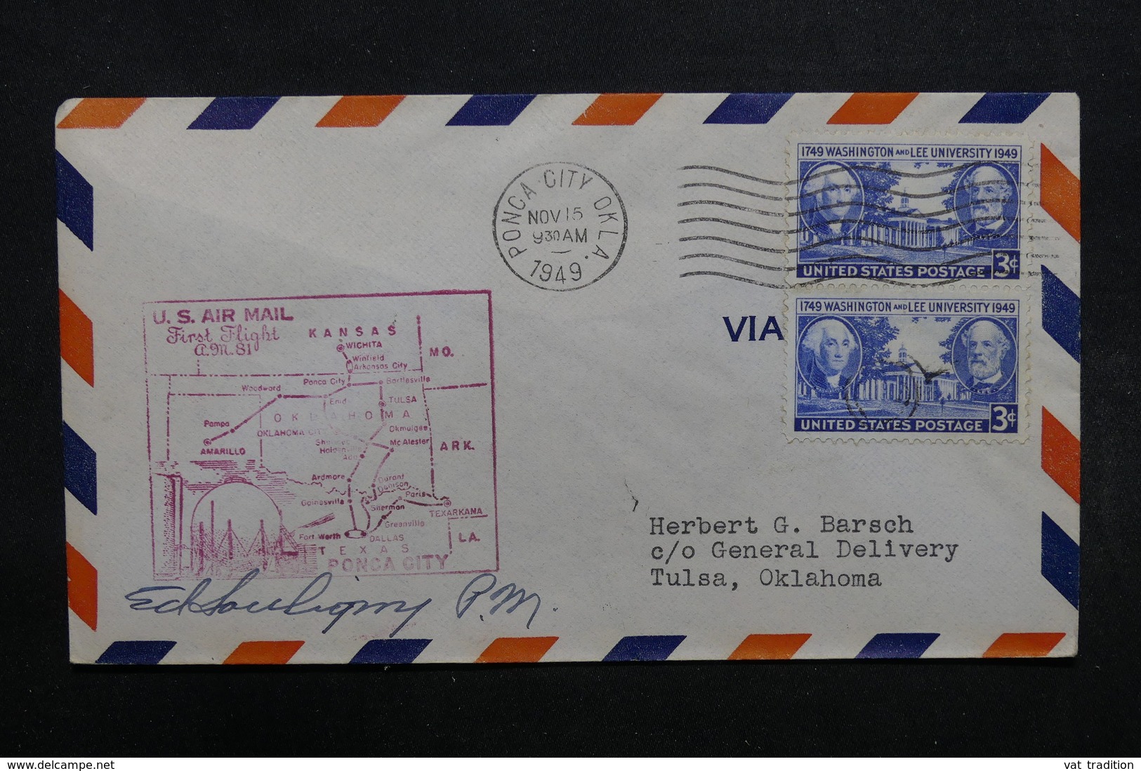 ETATS UNIS - Enveloppe Par Avion De Ponca City En 1949 , Voir Cachet - L 31996 - 2c. 1941-1960 Cartas & Documentos