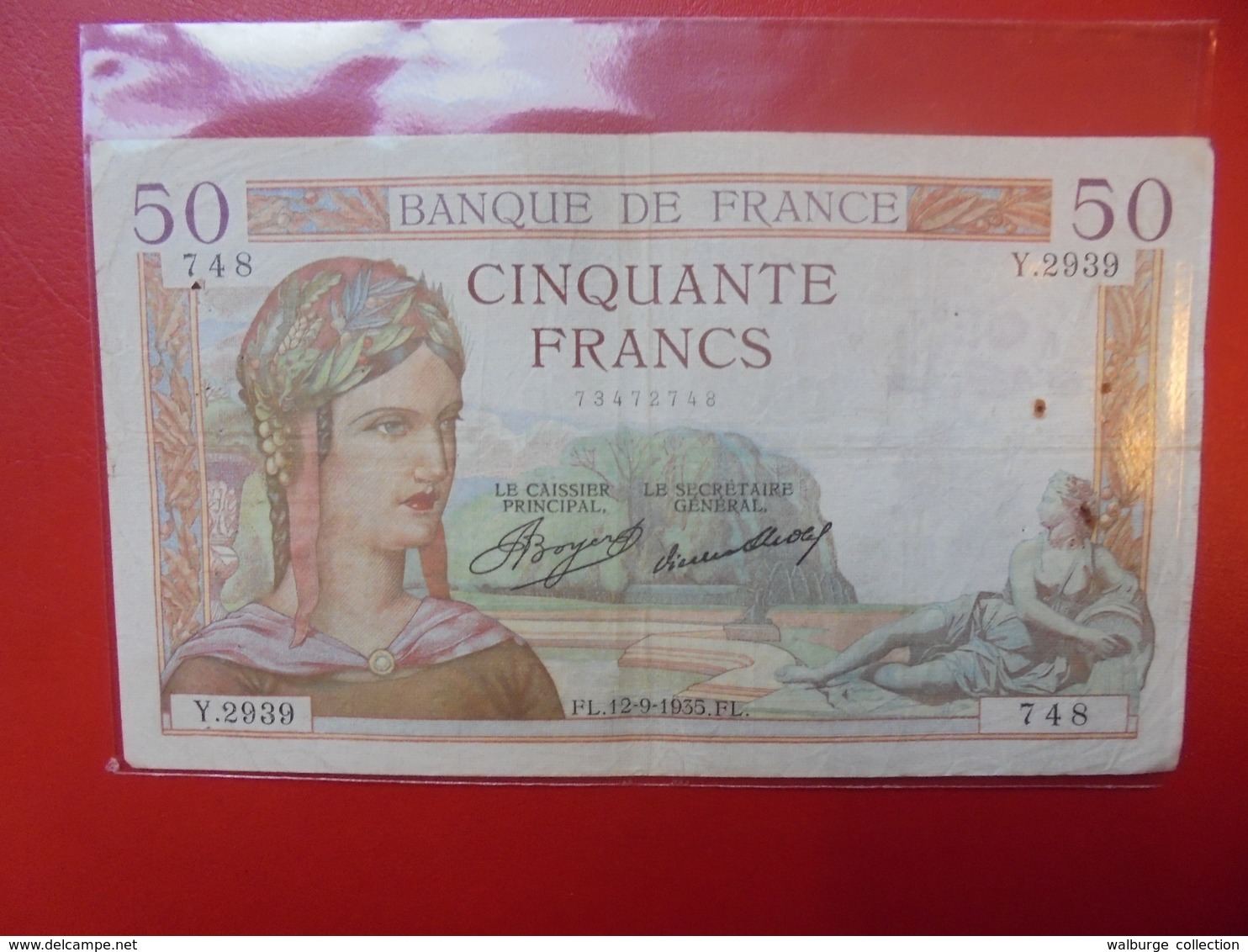 FRANCE 50 FRANCS 1935 ALPHABET Y CIRCULER (B.4) - 50 F 1934-1940 ''Cérès''