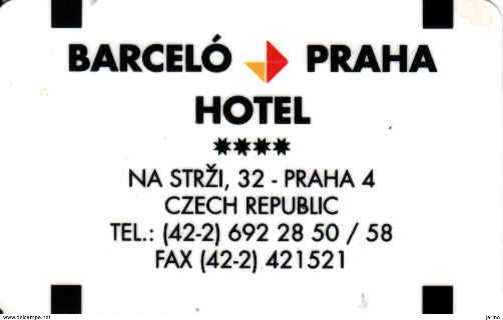 Hotel Keycard Czech Republic, Hotel Barceló Praha, Magnetic Card, Prag - Praha - Cartes D'hotel