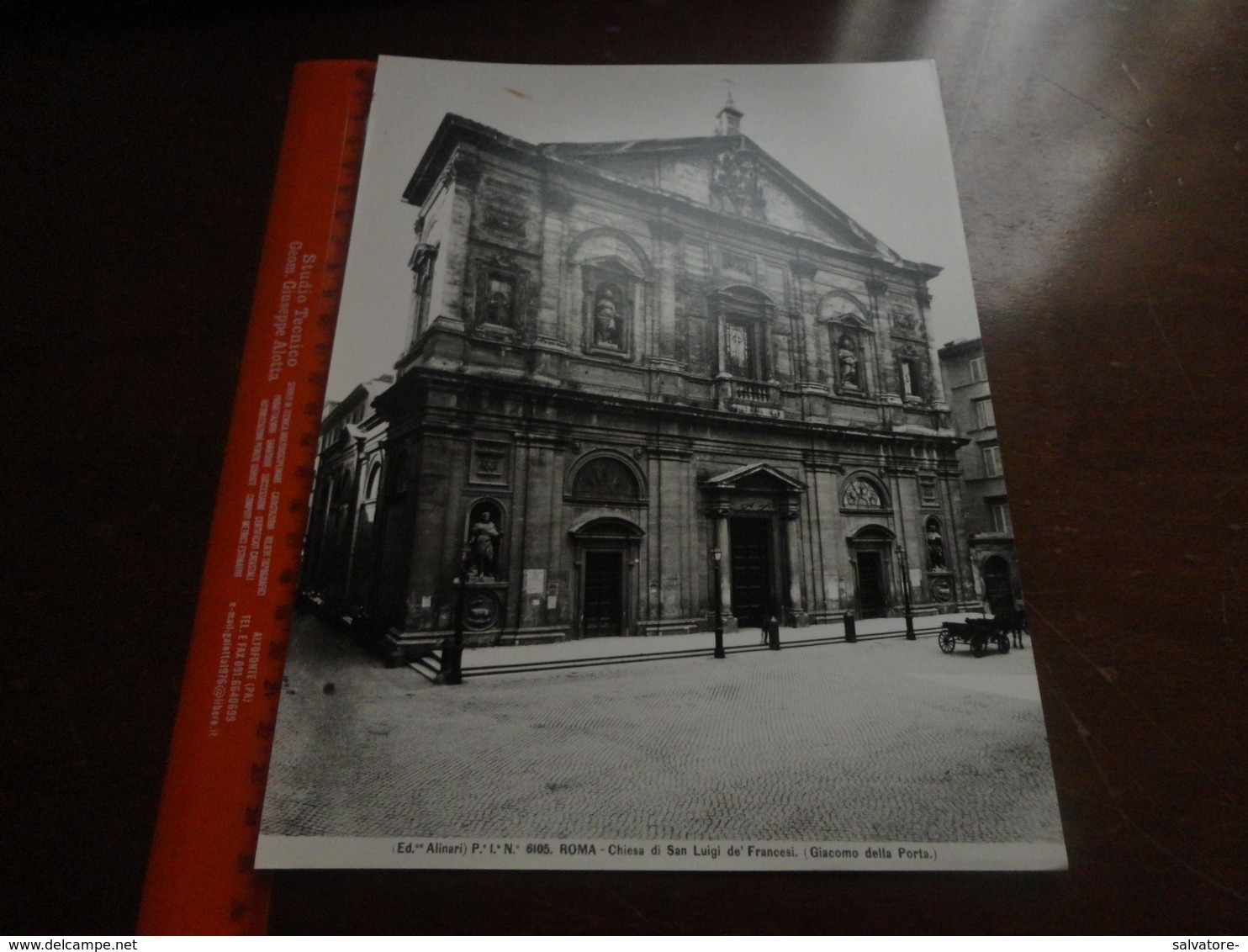 FOTO ALINARI-ROMA-CHIESA DI SAN LUIGI DE' FRANCESI (GIACOMO DELLA PORTA)- 25X20 CIRCA - Luoghi