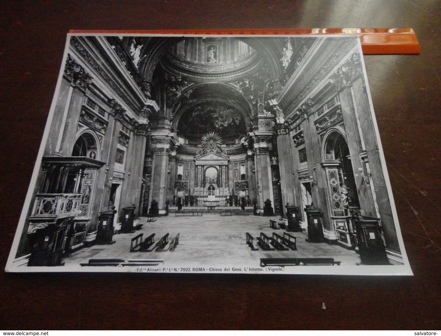 FOTO ALINARI-ROMA-CHIESA DEL GESU'-L'INTERNO (VIGNOLA) - 25X20 CIRCA - Luoghi