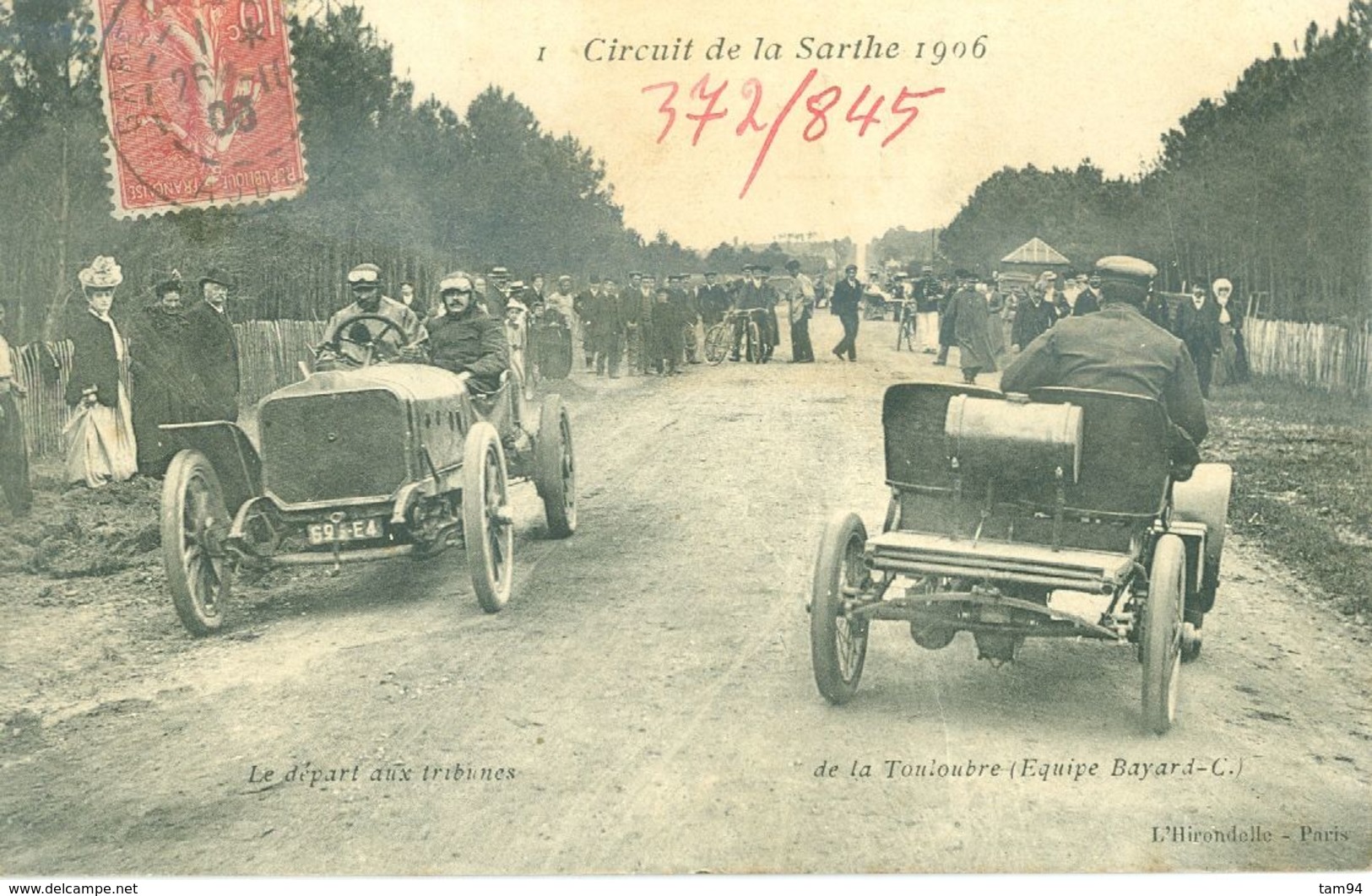 (72) Circuit De La Sarthe (1906) : Le Départ Aux Tribunes De La Touloubre (Equipe Bayard) (animée) - Other & Unclassified