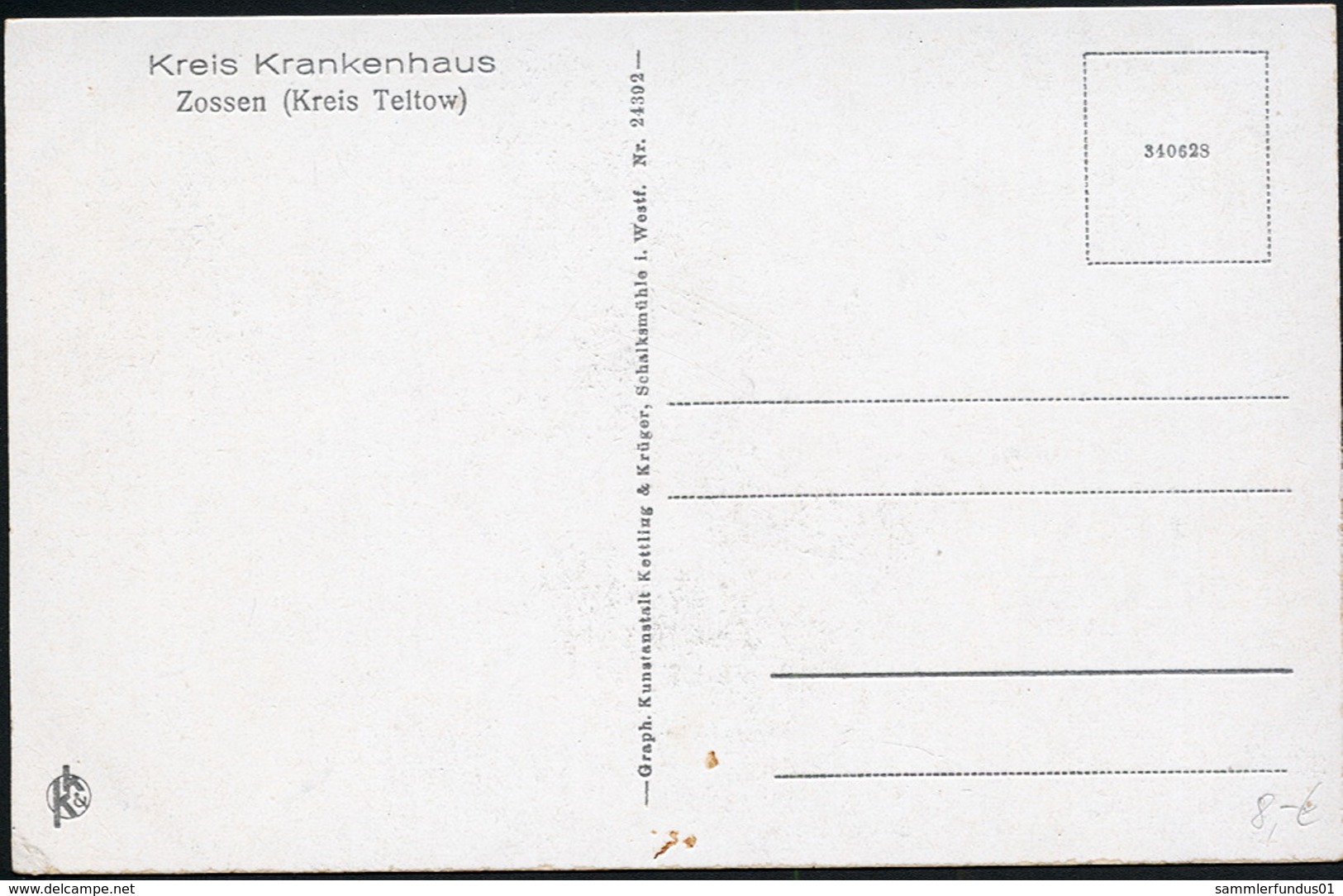 AK/CP Zossen  Kreis Krankenhaus    Teltow  Ungel/uncirc. Ca. 1940   Erhaltung/Cond. 2/2-  Nr. 00797 - Zossen