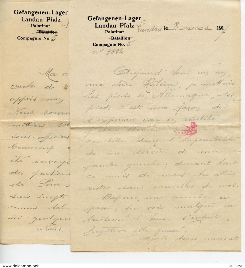 WW1 CAMP DE PRISONNIERS DE LANDAU 1916 LETTRES ET ENVELOPPE D'UN PRISONNIER A SA FAMILLE LE MAS D'AGENAIS - Dokumente