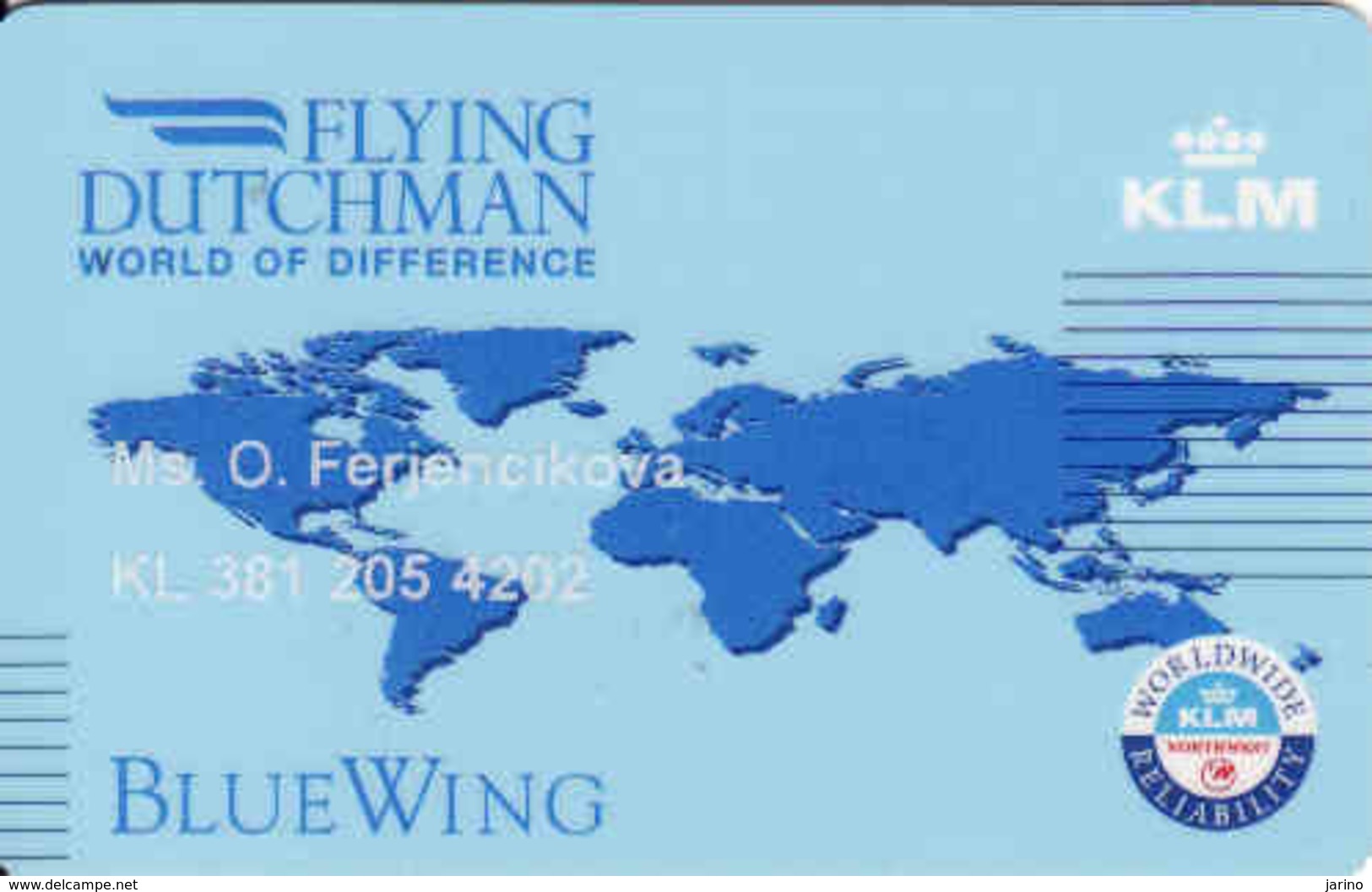 Netherland KLM Magnetic Card Flying Dutchman, Blue Wing, Reservations - Moteurs