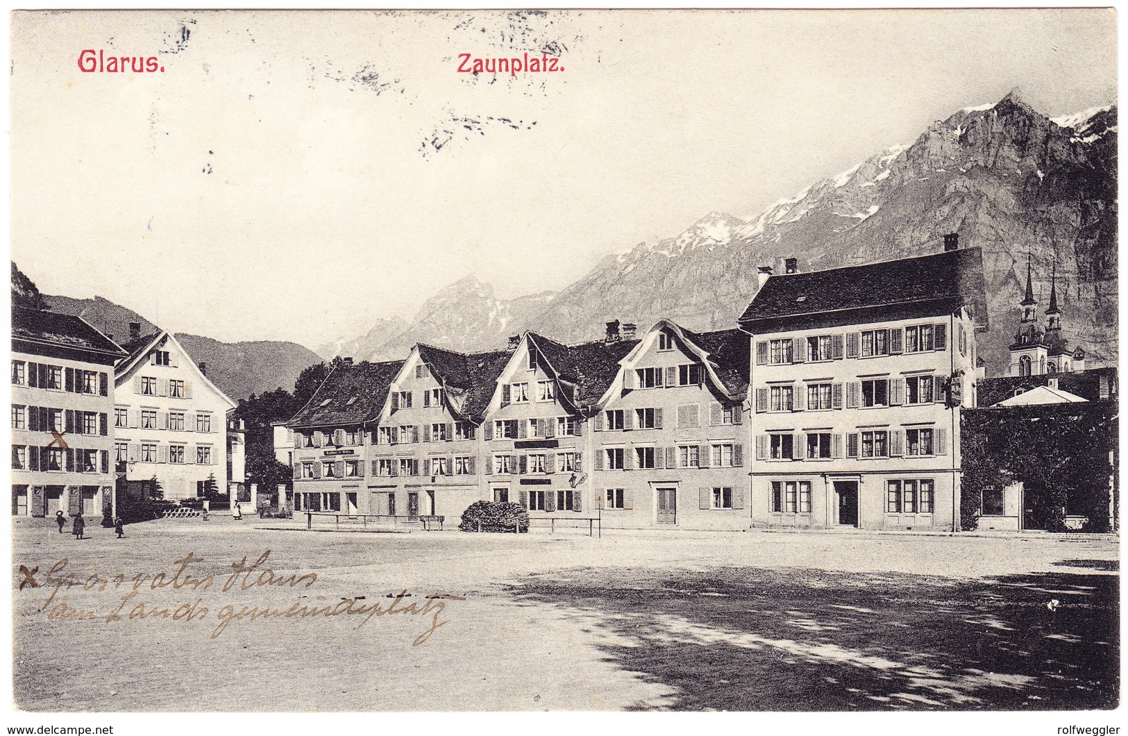 1913 Ansichtskarte Aus Glarus, Zaunplatz; Karte Gelaufen Nach Guatemala; Ankunftsstempel - Briefe U. Dokumente