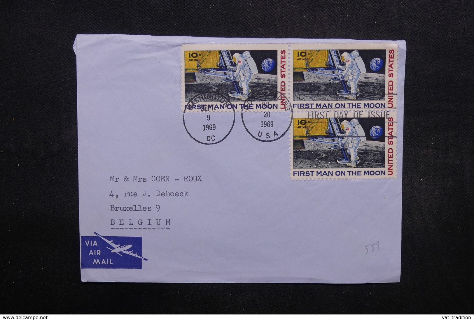 ETATS UNIS - Enveloppe FDC 1969 , 1er Homme Sur La Lune - L 32037 - 1961-1970