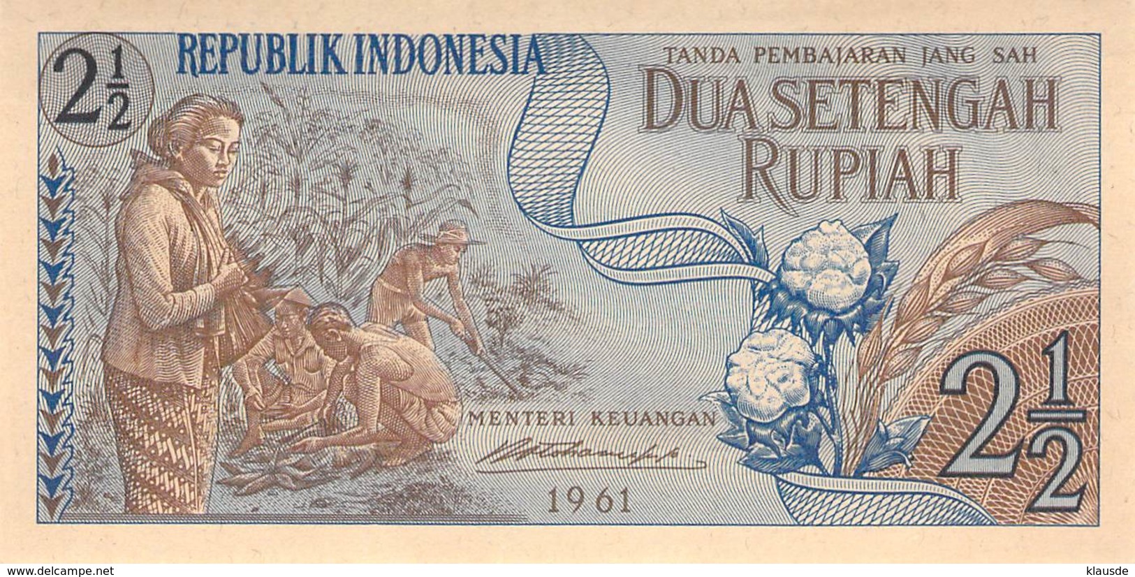 2 1/2 Rupia Banknote Indonesien 1961 UNC - Indonesien