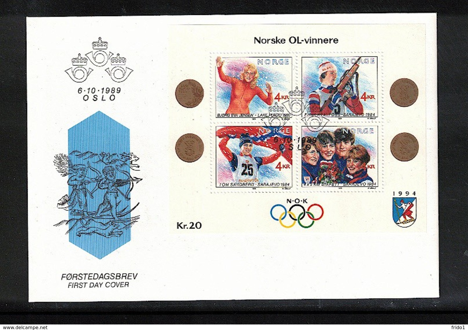 Norway 1989 Norwegian Gold Medals At Olympic Games FDC - Sonstige & Ohne Zuordnung