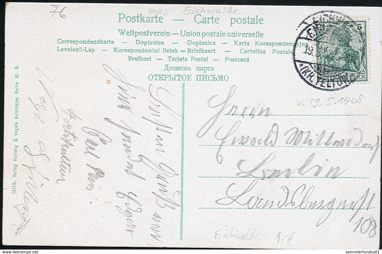 AK/CP Eichwalde  Etablissement Carolinenhof      Teltow    Gel/circ. 1908   Erhaltung/Cond. 2  Nr. 00807 - Eichwalde