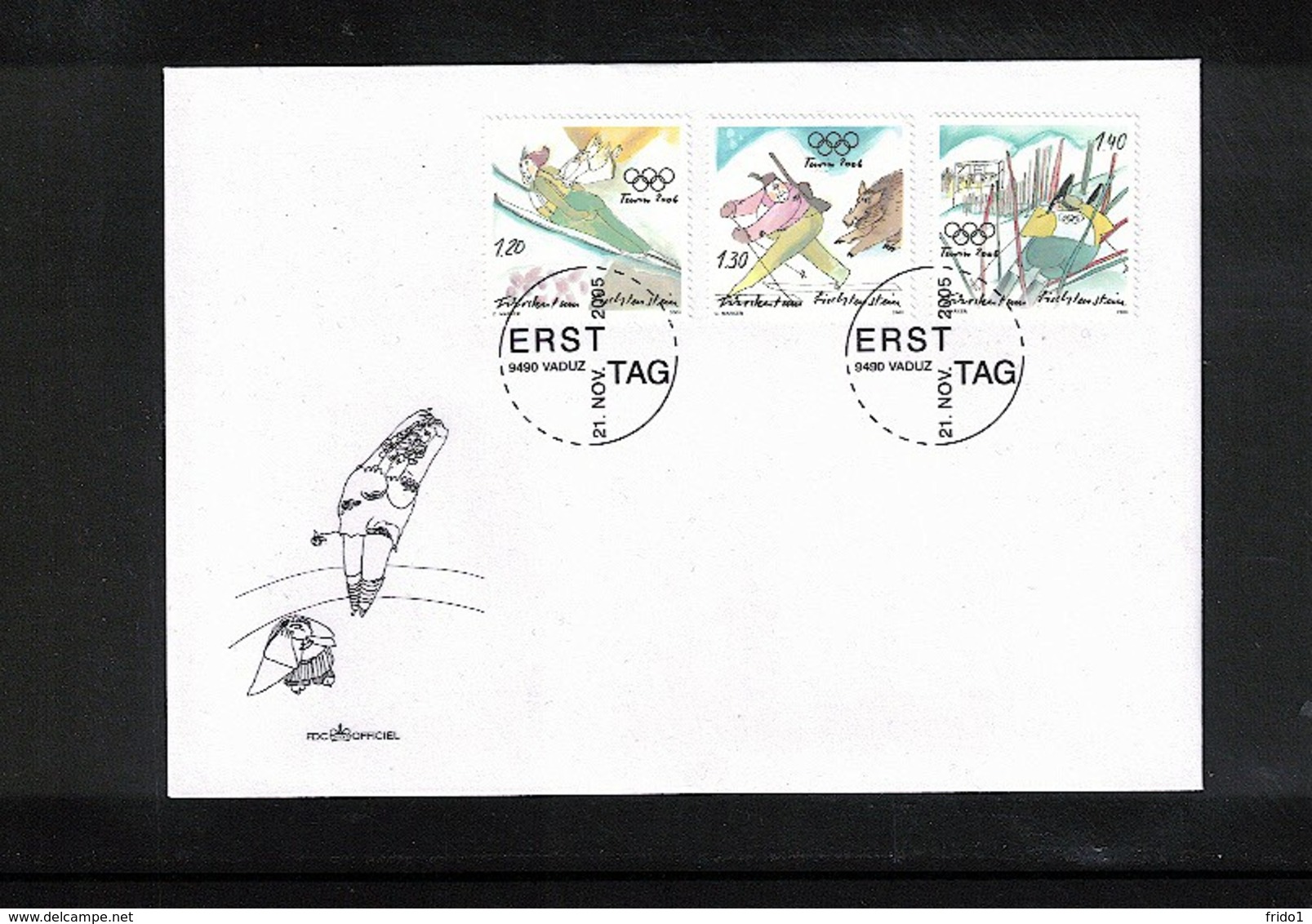 Liechtenstein 2005 Olympic Games Torino FDC - Winter 2006: Turin