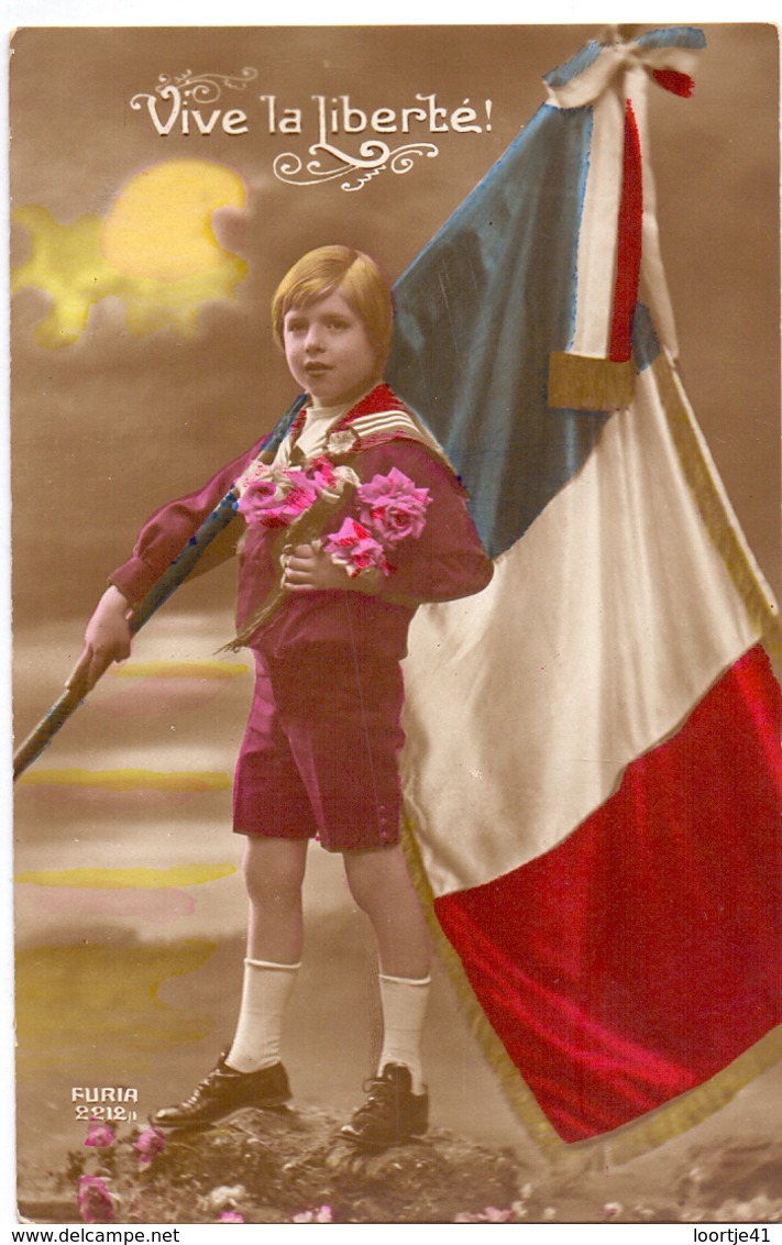 CP - Vive La Liberté - Garçon Avec Drapeau - Jongen Met Franse Vlag - Patriotiques