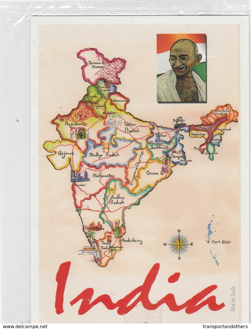 STATES OF INDIA , MAP POSTCARD - Maps