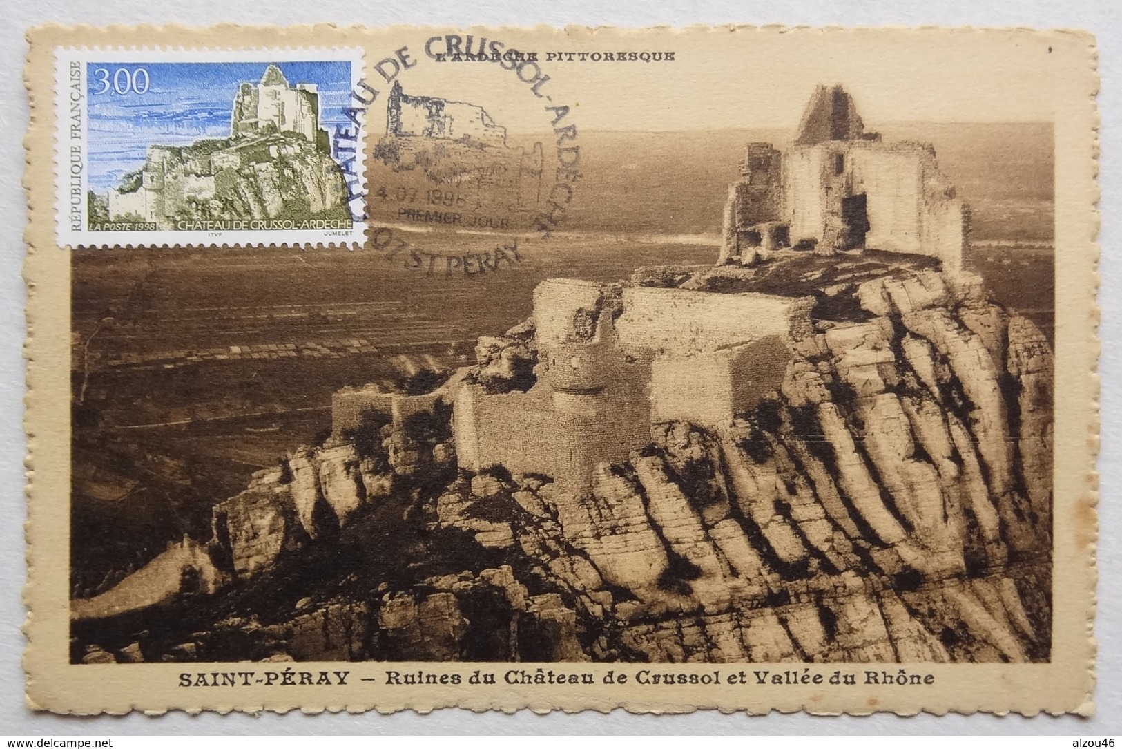 FDC Château De Crussol, Ardèche, 4 Juillet 1998, Sur Carte Saint-Péray (écrite Au Verso) - Voir Scans - 1990-1999