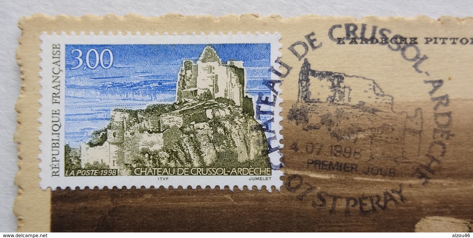 FDC Château De Crussol, Ardèche, 4 Juillet 1998, Sur Carte Saint-Péray (écrite Au Verso) - Voir Scans - 1990-1999