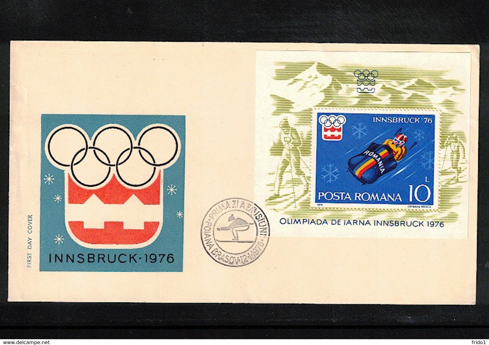 Romania 1976 Olympic Games Innsbruck Michel Block 128 FDC - Winter 1976: Innsbruck