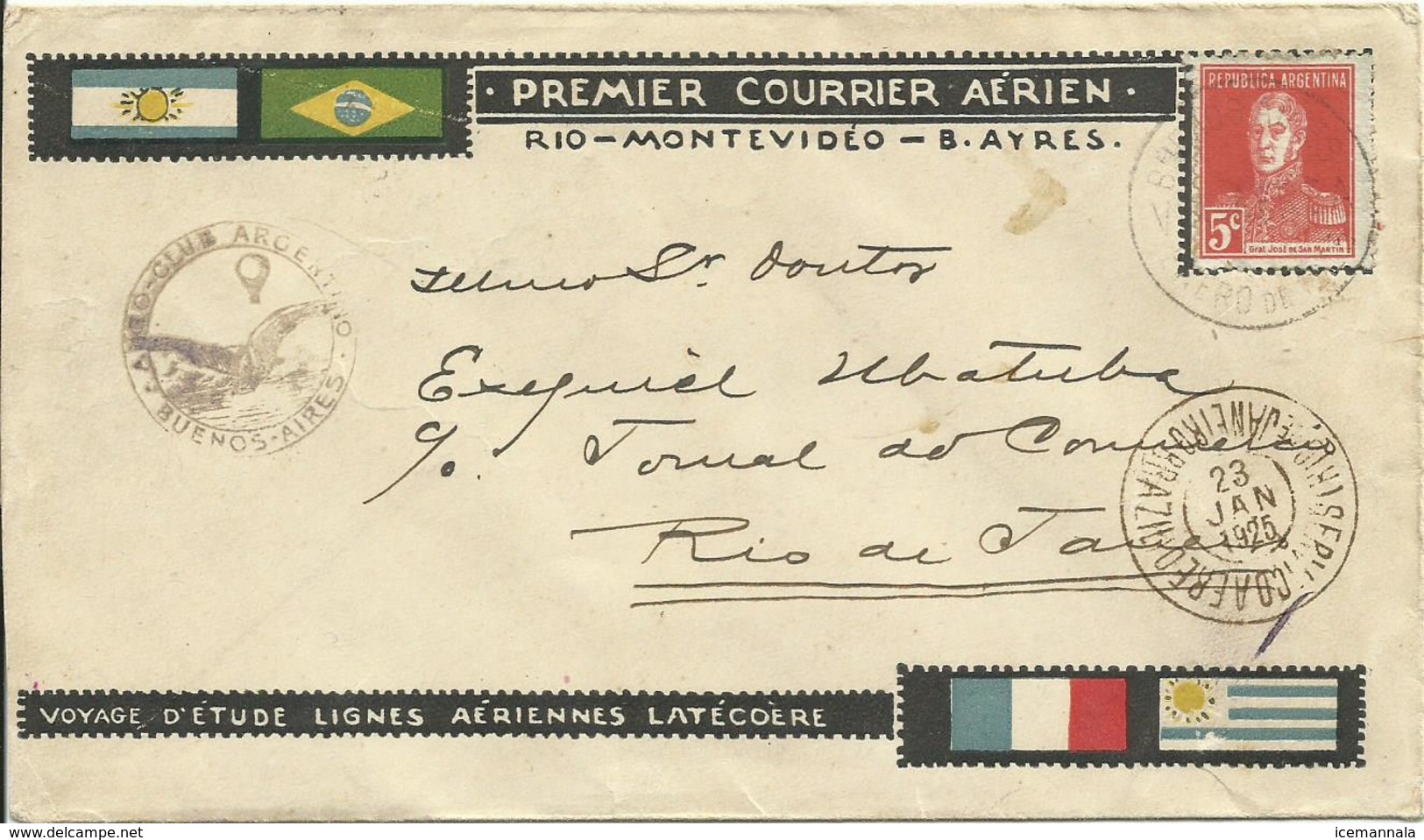 ARGENTINA, CARTA CIRCULADA A RIO DE JANEIRO AÑO 1925 - Cartas & Documentos