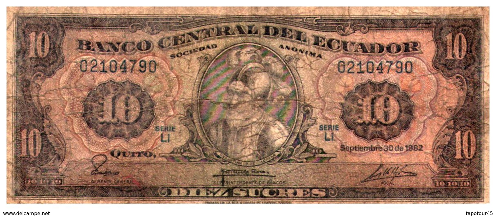 Billets >   Equateur,  > 10 Sucres 1982 - Equateur
