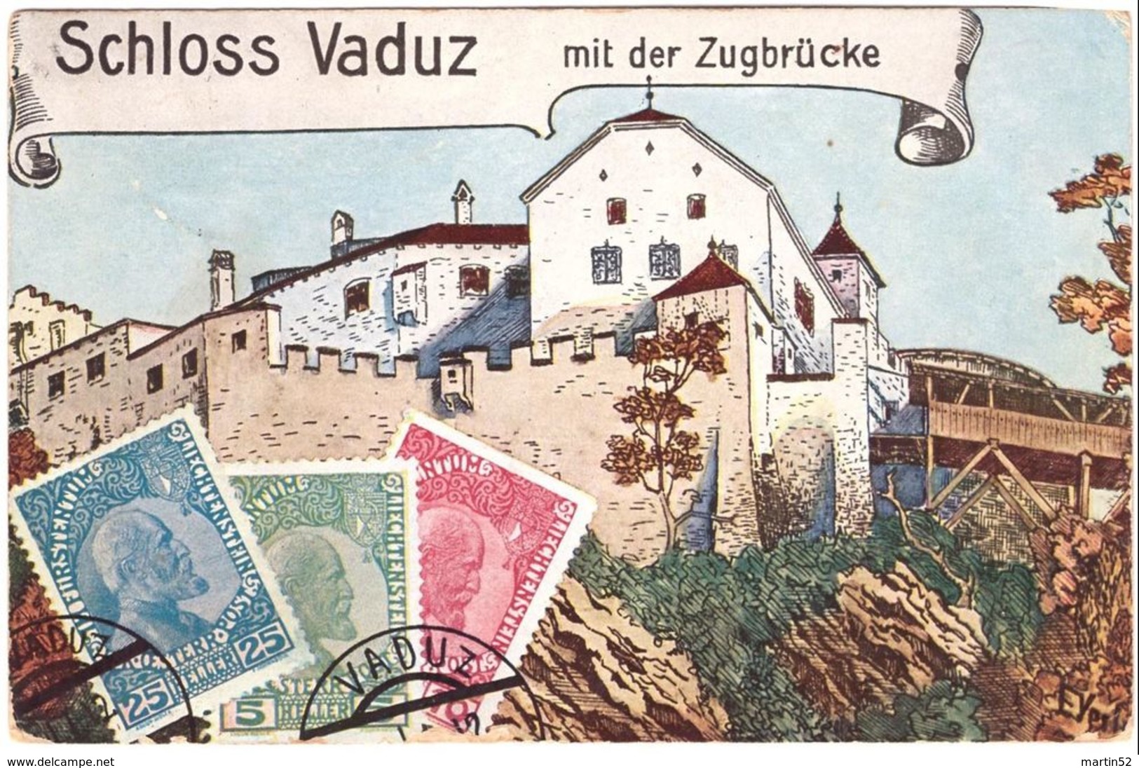 Liechtenstein 1920: CPI PK "Schloss Vaduz" MITLÄUFER Mi 231 "Deutschösterreich" O VADUZ *b* > Mauren (LBK CHF 120.00) - ...-1912 Voorlopers