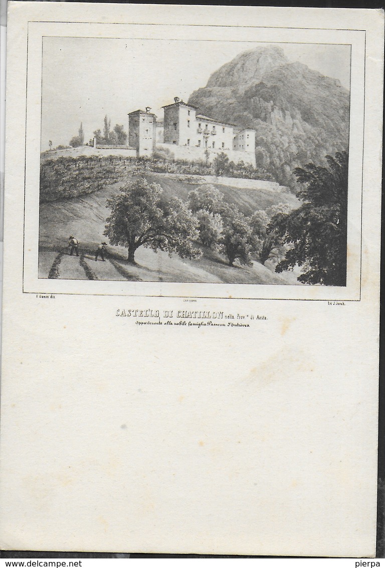 CASTELLO DI CHATILLON - RIPRODUZIONE DI STAMPA - SCRITTA E DATATA 1938 - Castelli