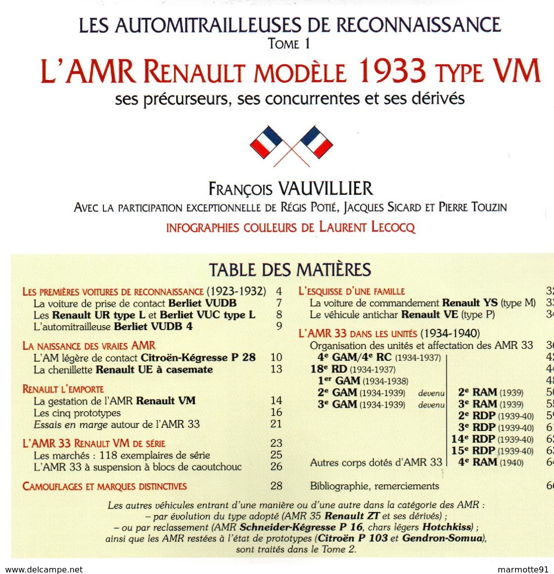 AUTOMITRAILLEUSES DE RECONNAISSANCE AMR 33 RENAULT VEHICULES BLINDES ARMEE FRANCAISE - Véhicules
