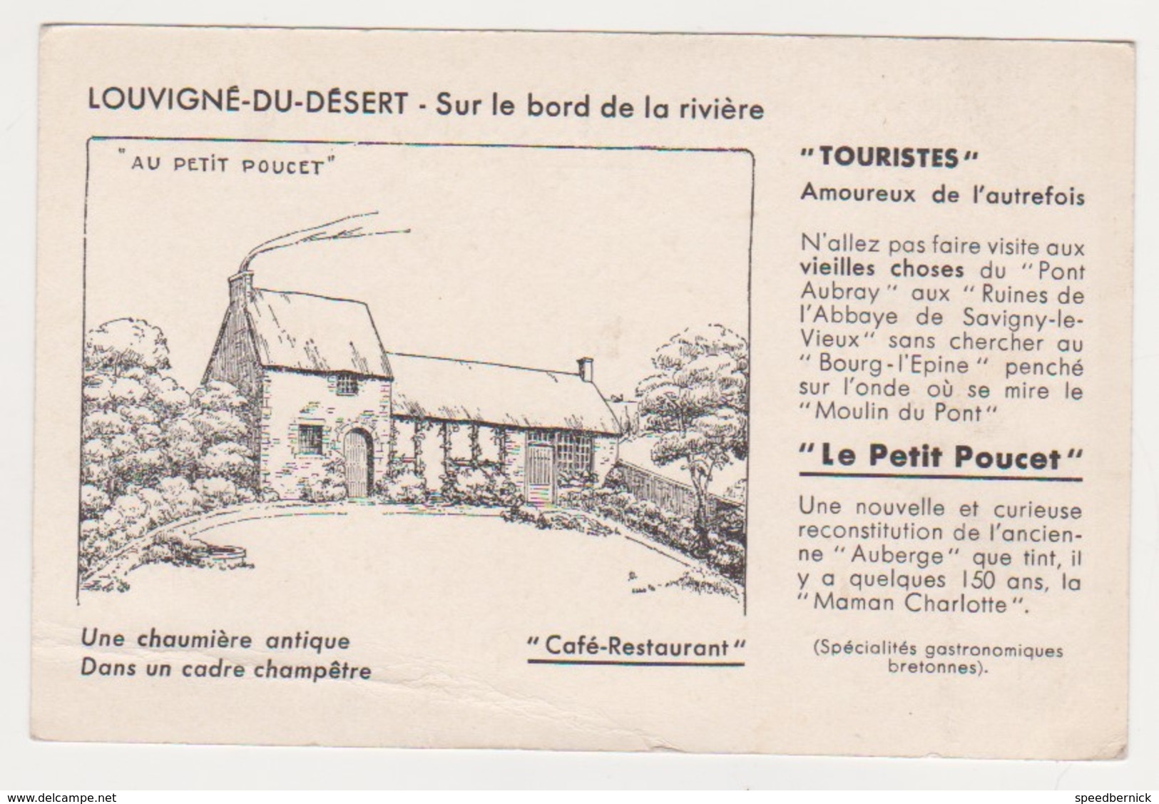 27018 Louvigne Du Désert 35 Bord Riviere, " Café Restaurant Le Petit Poucet " Chaumiere - Autres & Non Classés