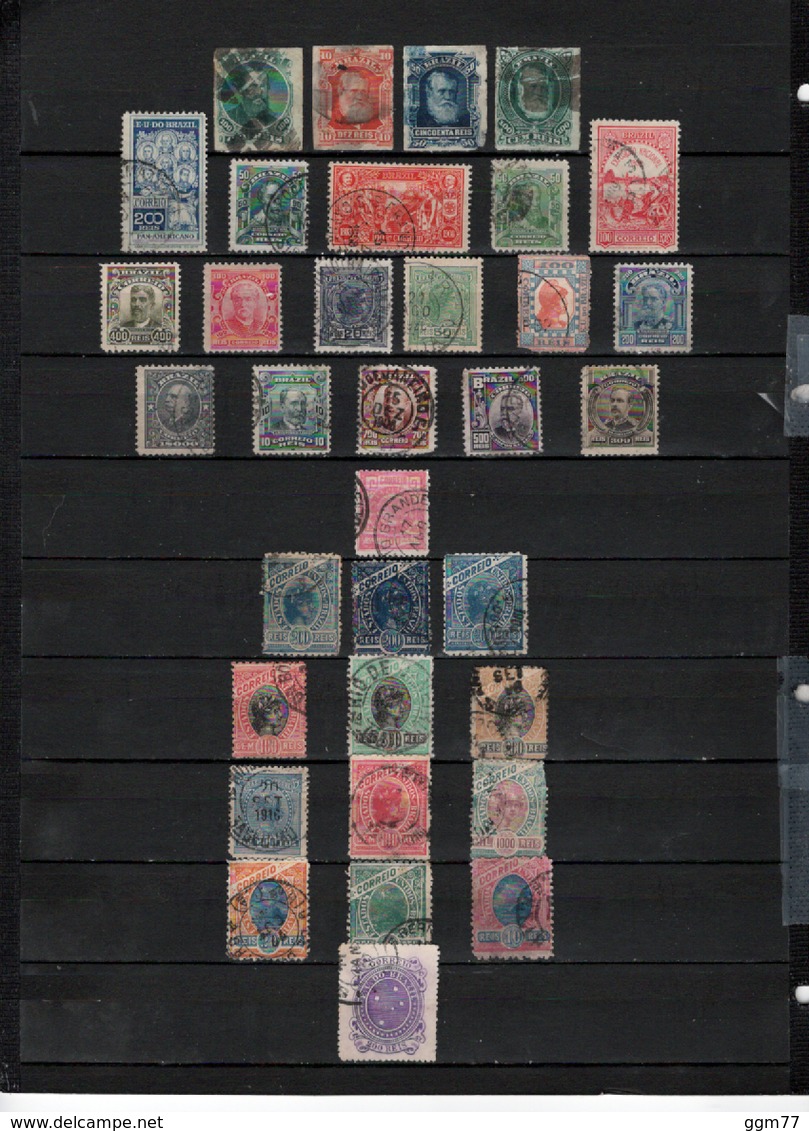 34 TIMBRES BRESIL OBLITERES & NEUF* DE 1876 à 1918   Cote : 39,70 € - Oblitérés