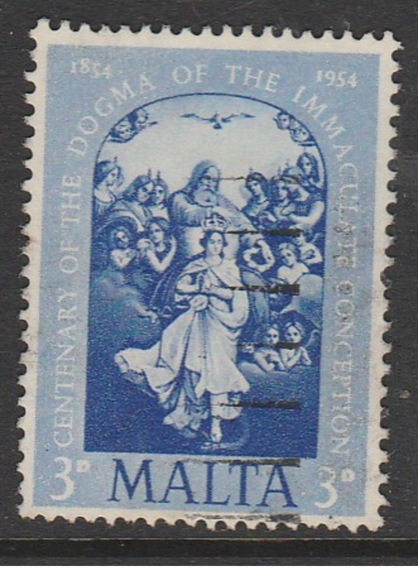 Malta 1954 100th Anniversary Of The Promulgation Of The Dogma Of Immaculate Conception 3 P Blue SW: 234  O Used - Malta