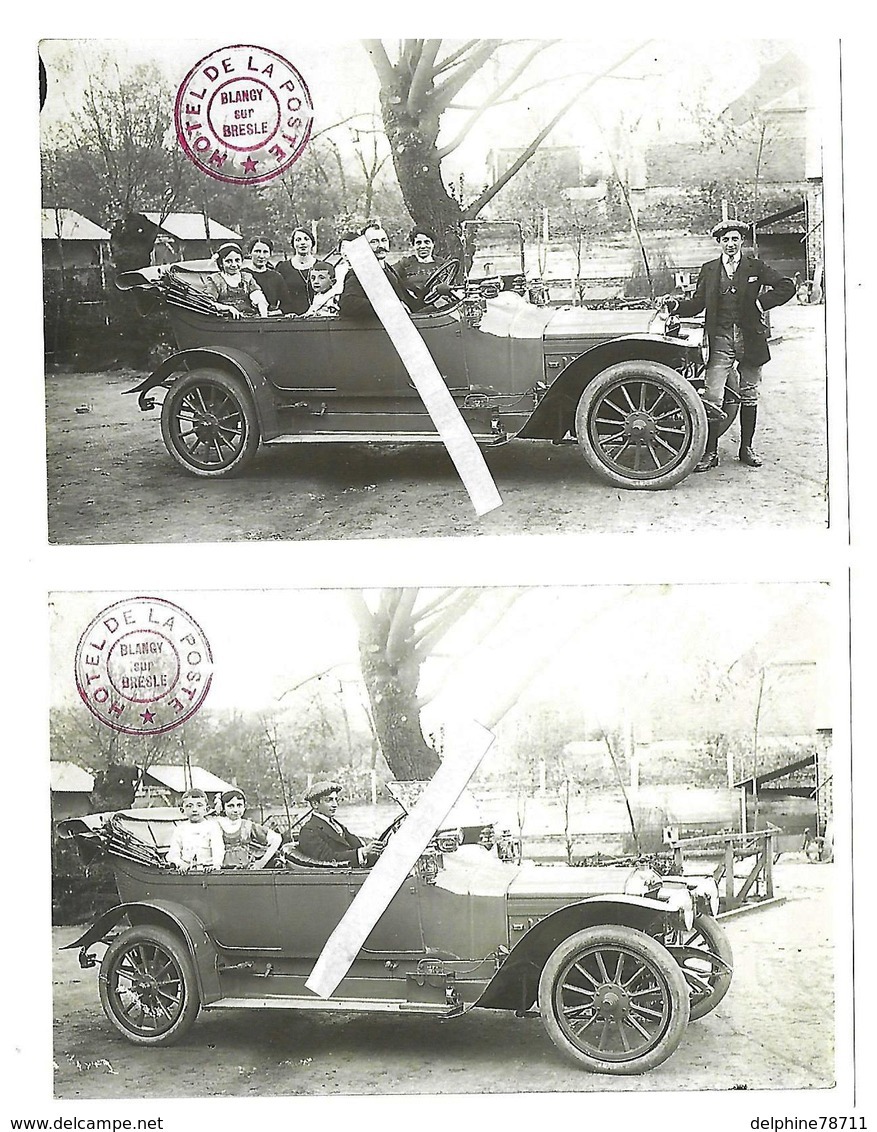 BLANGY SUR BRESLE- Lot De 2 CPAs - Reproduction - Voiture Dans Cour De L'Hôtel De La Poste - Blangy-sur-Bresle