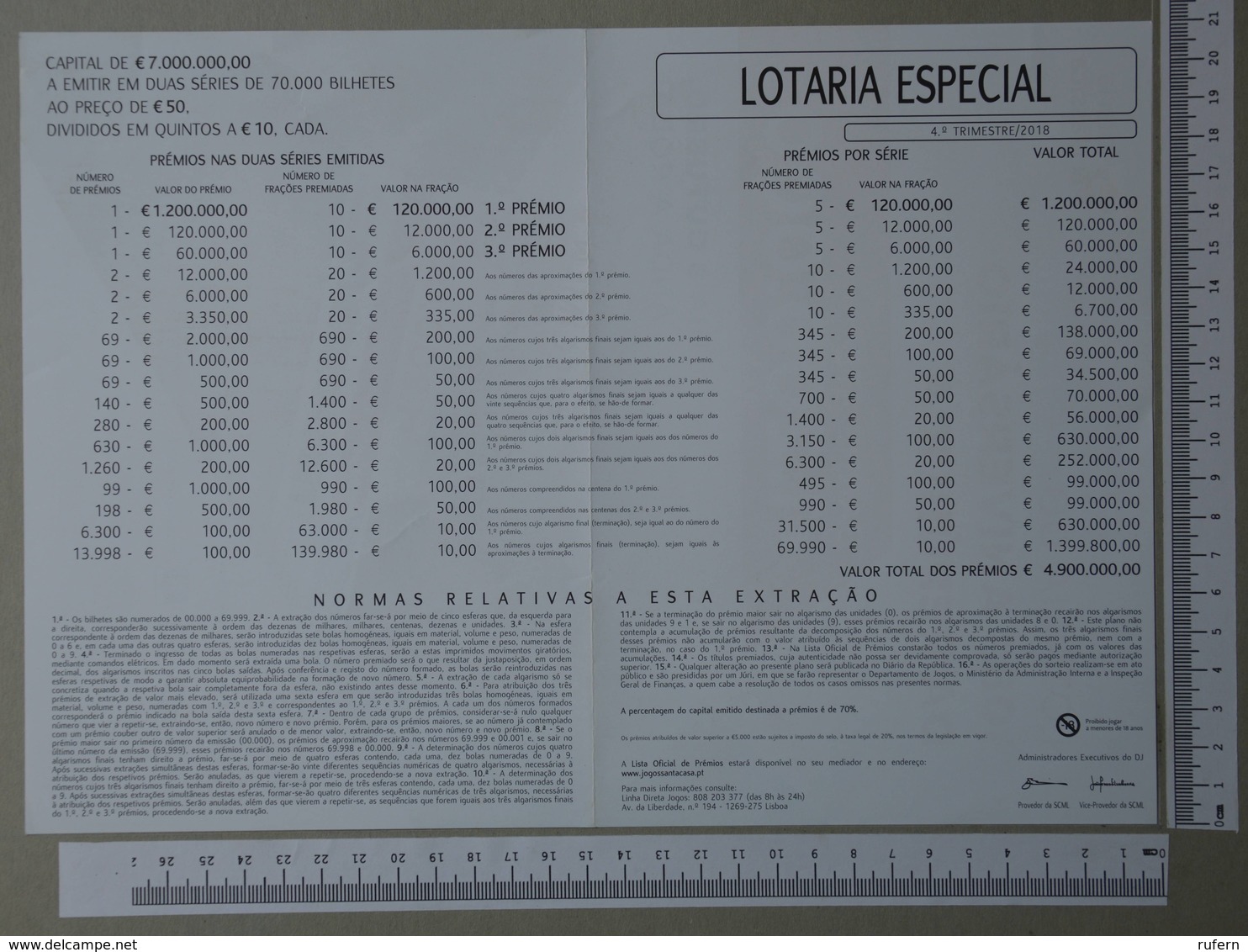 PORTUGAL - CARTAZ LOTARIA CLASSICA FORMATO A4 -  DOBRA AO MEIO -   2 SCANS  - Nº 41 - (Nº29295) - Loterijbiljetten