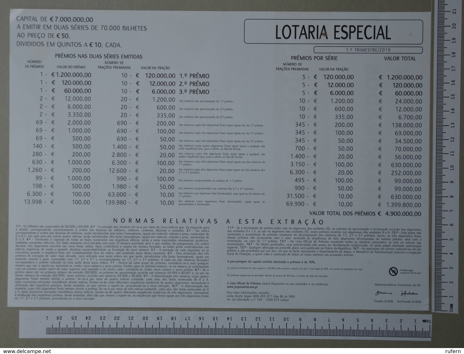 PORTUGAL - CARTAZ LOTARIA CLASSICA FORMATO A4 -  DOBRA AO MEIO -   2 SCANS  - Nº 8 - (Nº29305) - Lottery Tickets