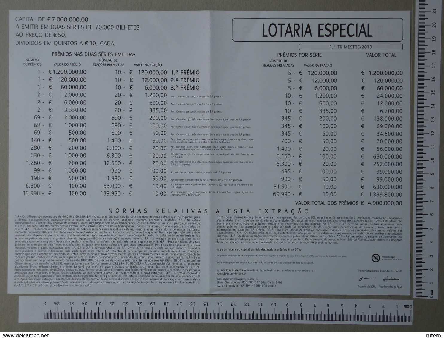 PORTUGAL - CARTAZ LOTARIA CLASSICA FORMATO A4 -  DOBRA AO MEIO -   2 SCANS  - Nº 12 - (Nº29307) - Lottery Tickets