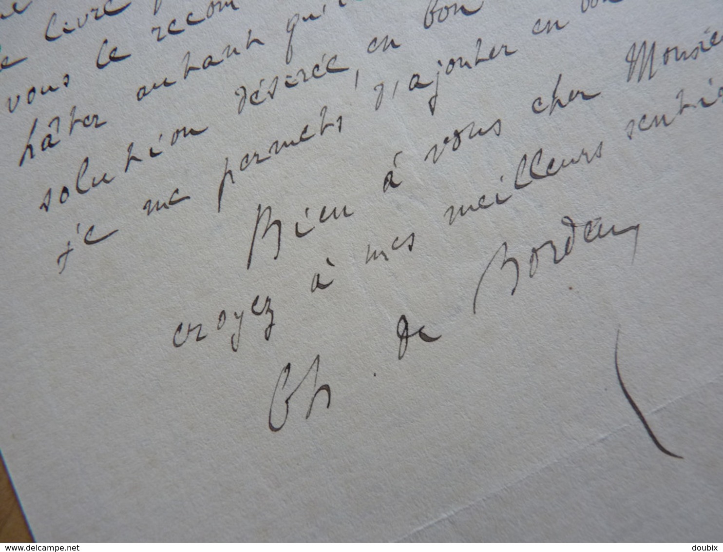 Charles De BORDEU (1857-1926) Ecrivain & Poète. Ami Francis JAMMES. Maire ABOS. BEARN. Autographe - Autres & Non Classés