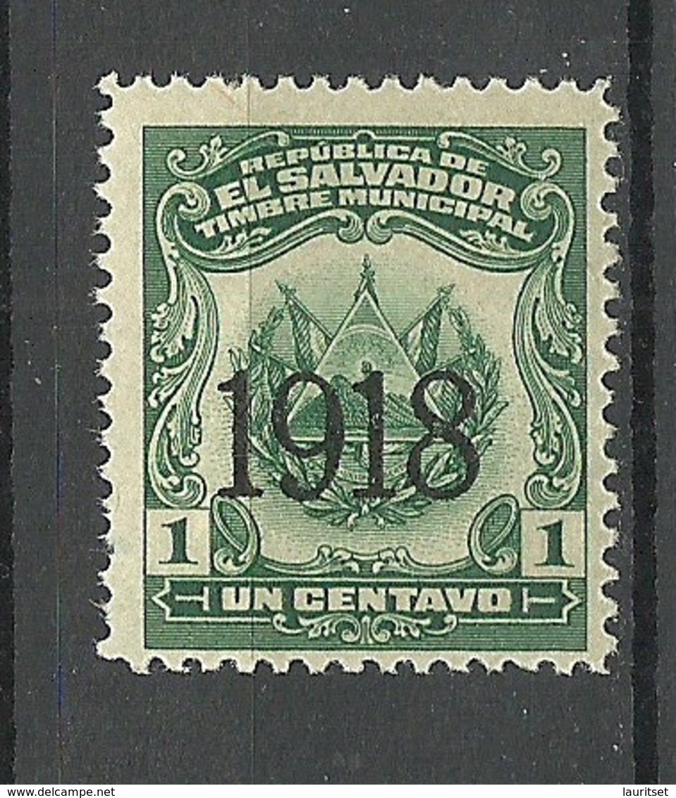 EL SALVADOR 1918 Timbre Municipal Local OPT Revenue Tax Stempelmarke MNH - El Salvador