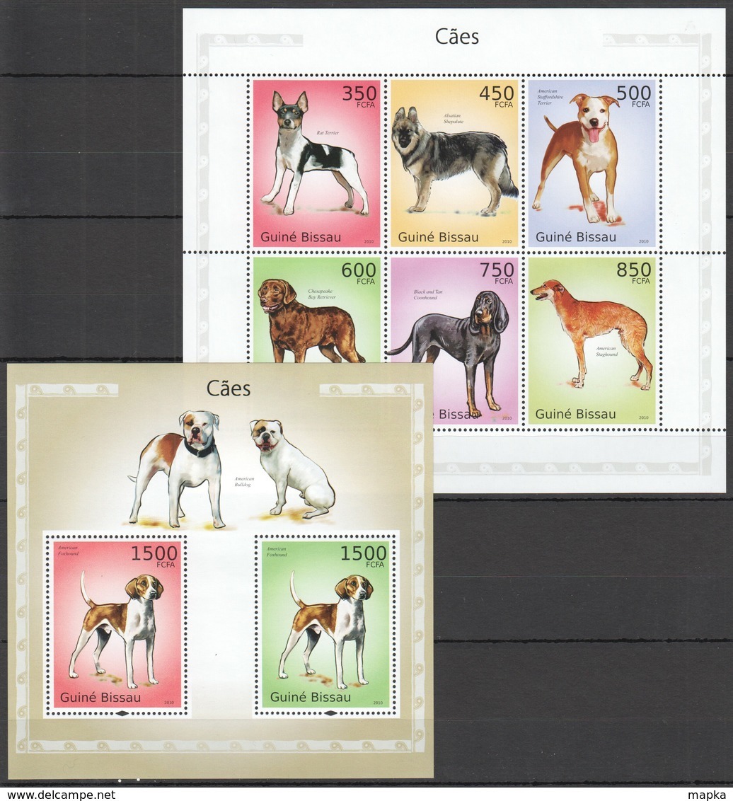 T012 2010 GUINE GUINEA-BISSAU PETS DOGS CAES 1KB+1BL MNH - Chiens