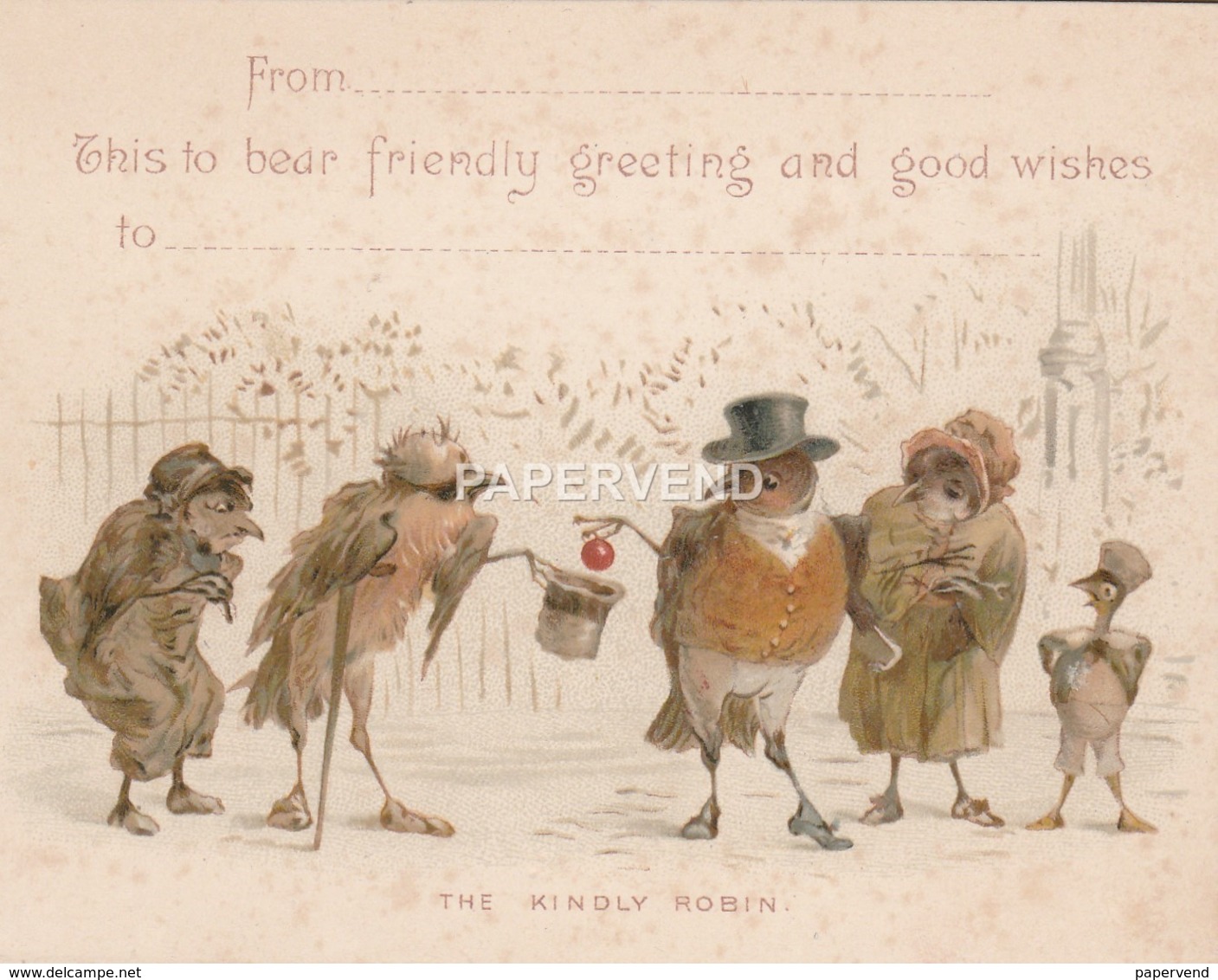 Christmas Card  Robin Family Giving To The Poor  Egc493 - Unclassified