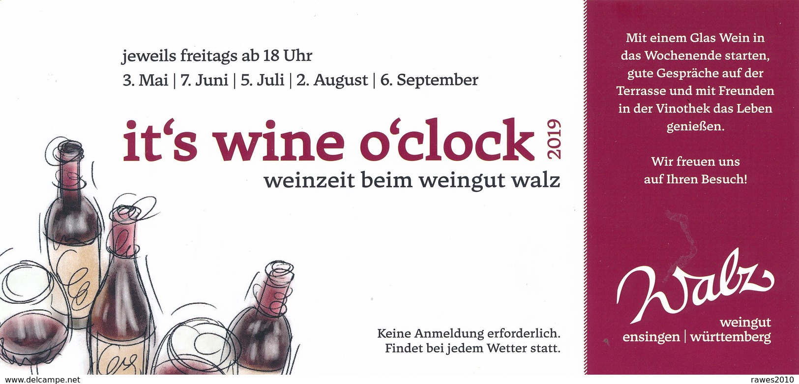 AK Vaihingen / Enz Weingut Walz 2019 It`s Wine O`clock - Werbepostkarten