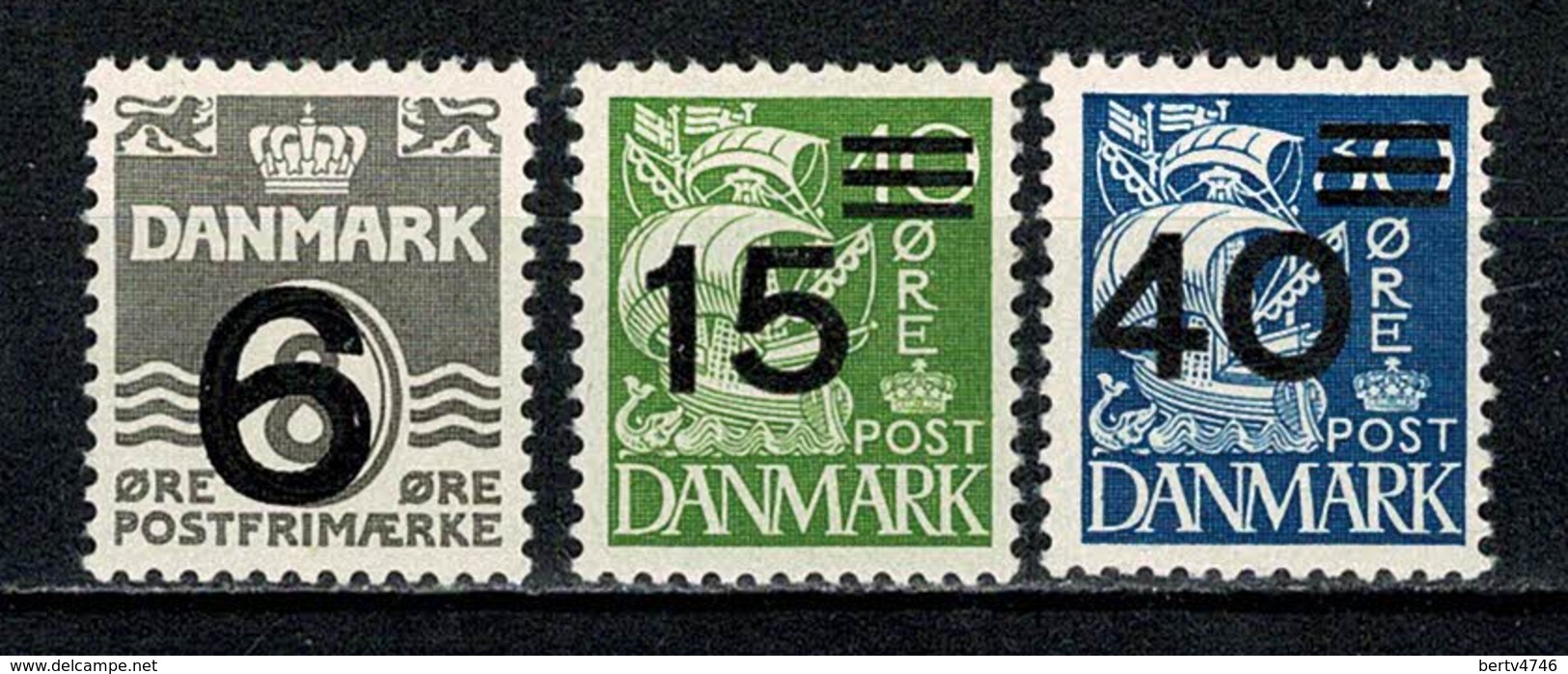 Danmark 1940,  Yv. 272/273**, 275**,  Mi. 255/256**, 258**, Fa 117**, 240**, 242** MNH - Neufs