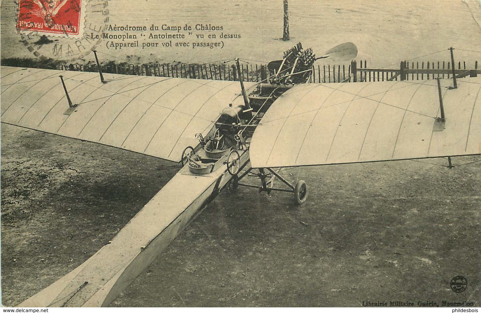 AERODROME Du Camp De Chalons Monoplan Antoinette  Vu En Dessus - Vliegvelden