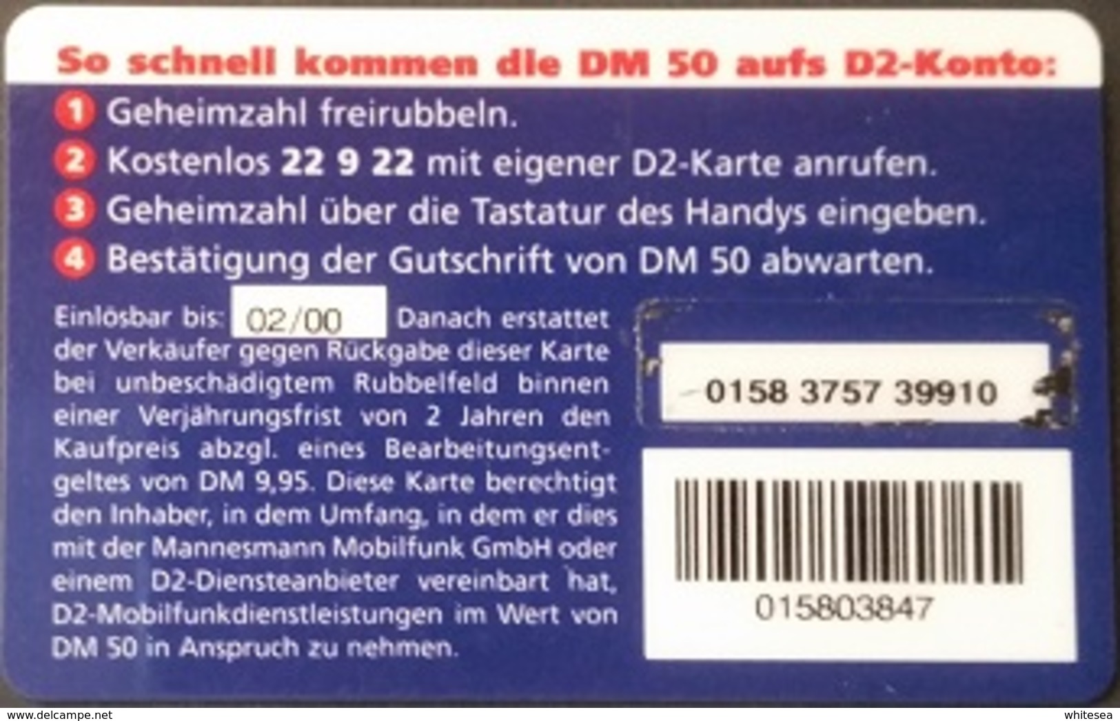 Prepaidcard Deutschland - D2 Privat - Debitel  - 02/00 - [2] Prepaid