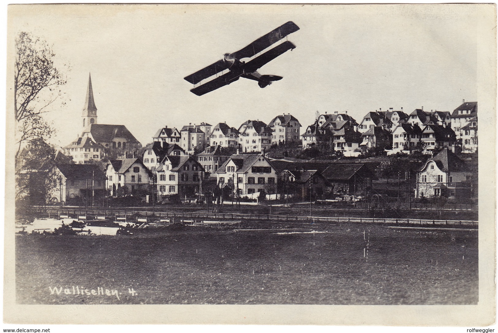 1919 Foto Ansichtskarte Aus Wallisellen Mit Flugzeug; Gelaufen Nach Glarus - Wallisellen