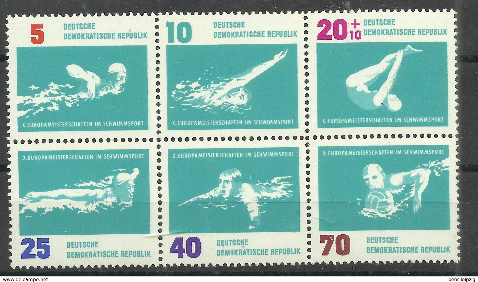 DDR 907-12Zd  " 6 Briefmarken Zu Schwimmsport 1962 " Postfrisch Mi 2,50 - Oblitérés