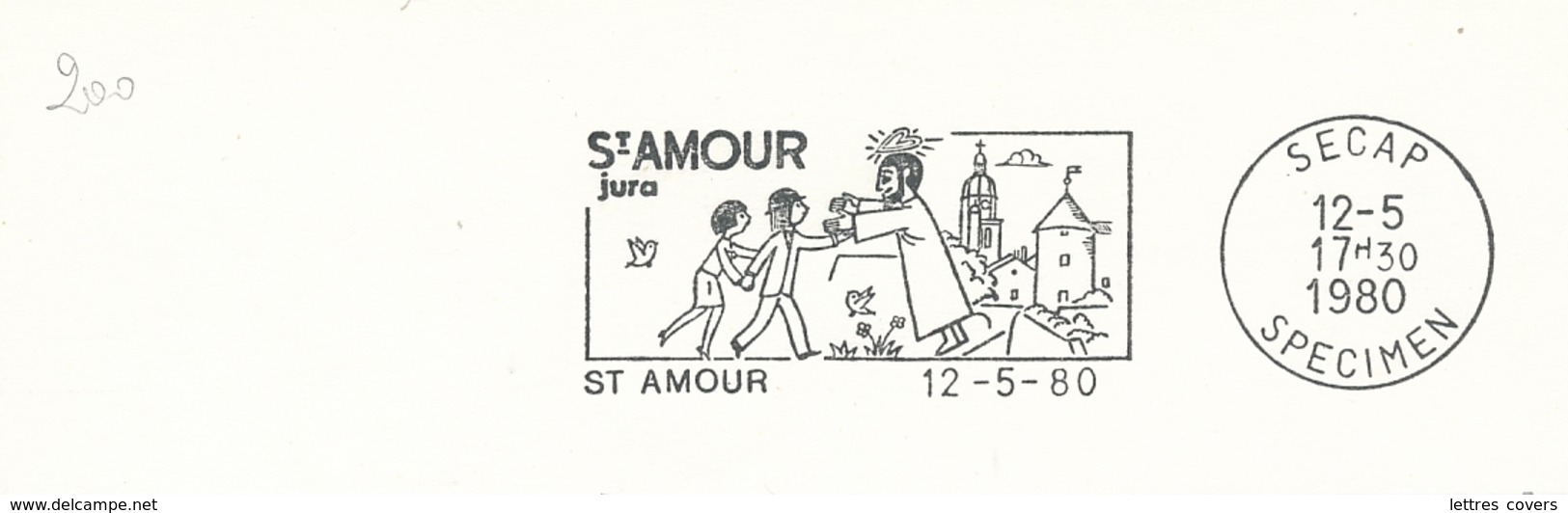 Flamme D' ESSAI SECAP SPECIMEN - PEYNET ST AMOUR JURA 1980 Sur Fragment - Sellados Mecánicos (Publicitario)