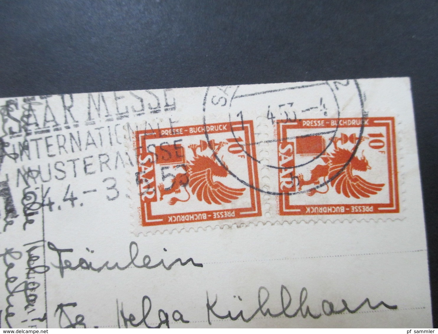 Echtfoto AK Versailles Verwendet Im Saarland 1953 Nr. 279 MeF Stempel Saarmesse Internationale Mustermesse - Lettres & Documents
