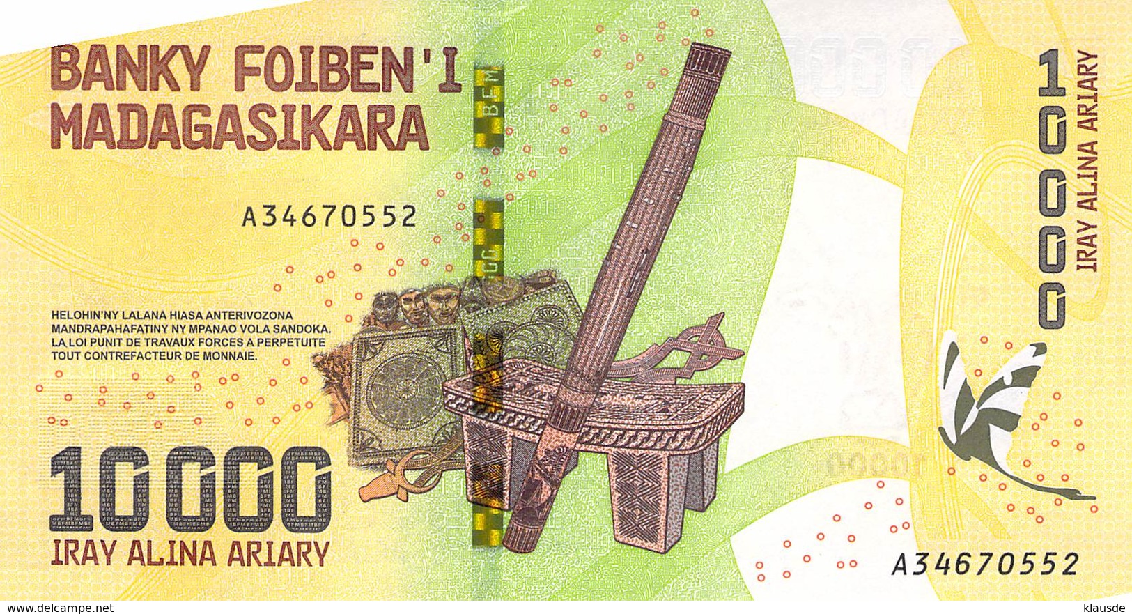 10 000 Ariary Madagaskar  UNC - Madagascar