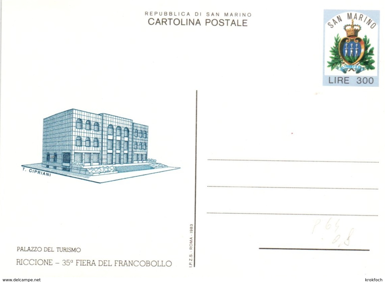 San Marino - Interi Intero - Palazzo Riccione 1983 - Entiers Postaux