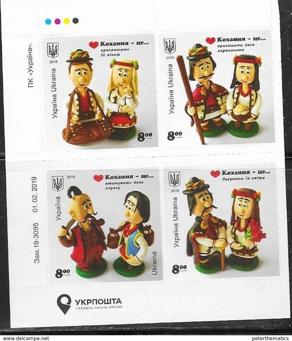 UKRAINE, 2019, MNH, LOVE, TRADITIONAL FIGURES, COSTUMES, 4v - Other & Unclassified