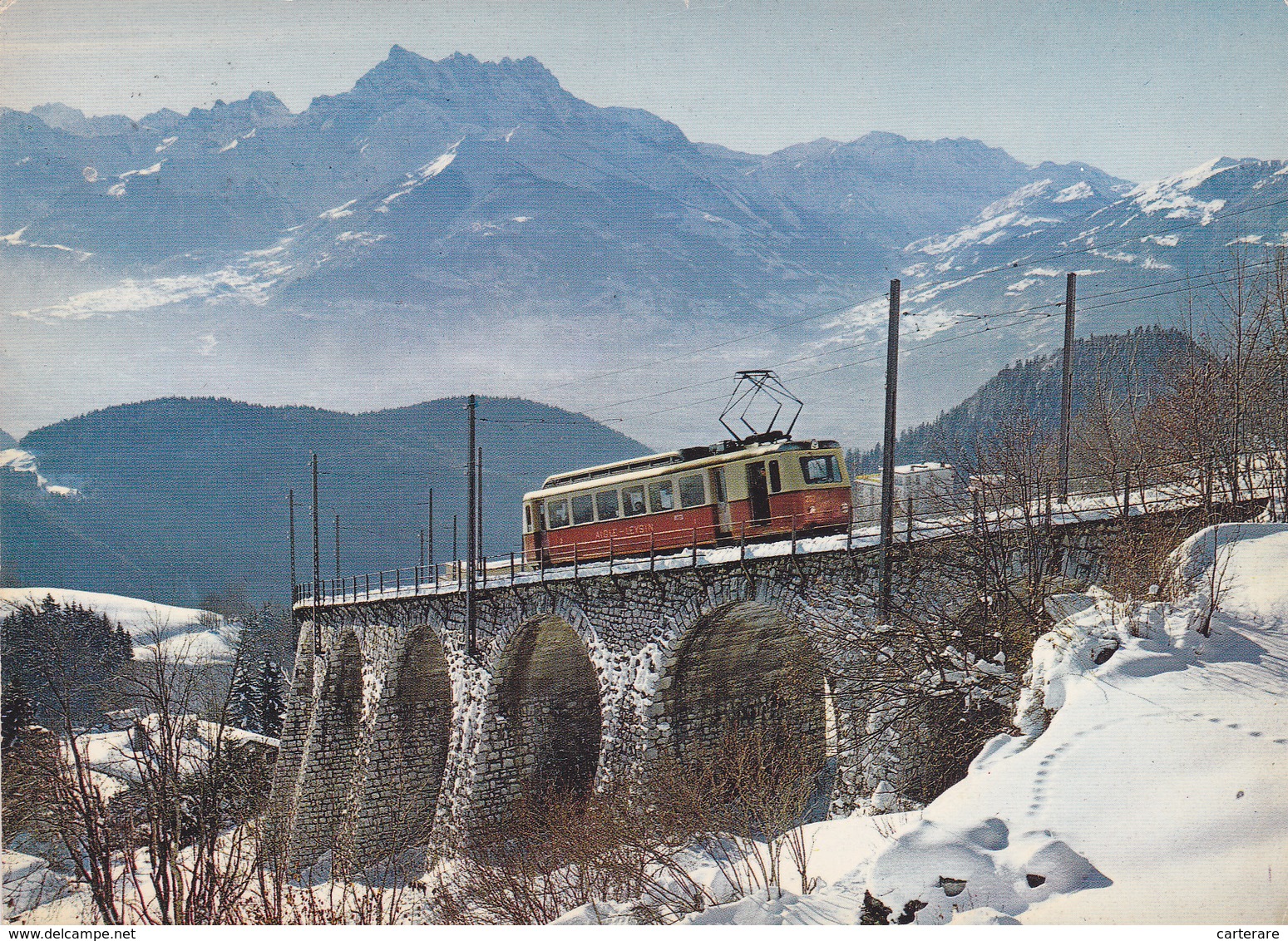 SUISSE,HELVETIA,SWISS,SCHWEIZ,SVIZZERA,SWITZERLAND ,LEYSIN EN HIVER,vaud,aigle,TRAIN,TRAMWAY - Aigle