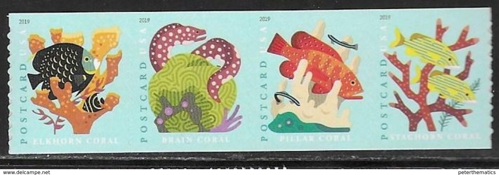 USA, 2019, MNH, FISH, CORALS, EELS, 4v COILS - Fishes